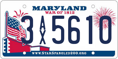 MD license plate 3AX5610