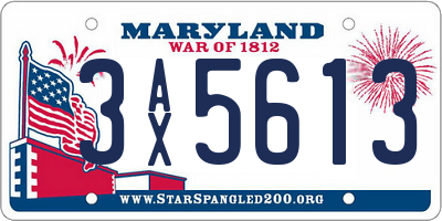 MD license plate 3AX5613
