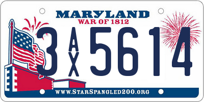MD license plate 3AX5614