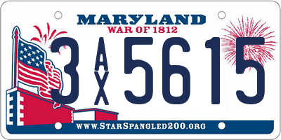 MD license plate 3AX5615