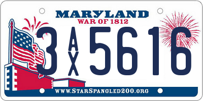 MD license plate 3AX5616
