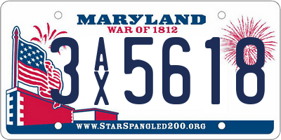 MD license plate 3AX5618