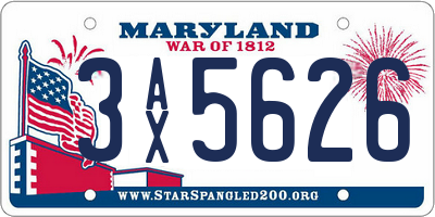 MD license plate 3AX5626