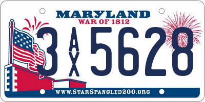 MD license plate 3AX5628