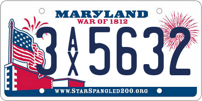MD license plate 3AX5632