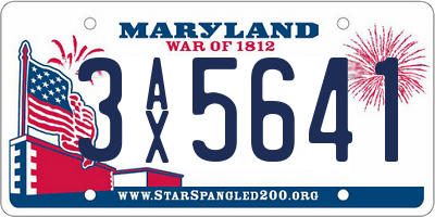 MD license plate 3AX5641