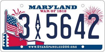 MD license plate 3AX5642