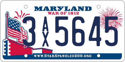 MD license plate 3AX5645