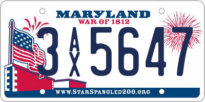MD license plate 3AX5647