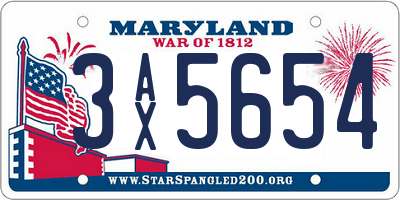 MD license plate 3AX5654