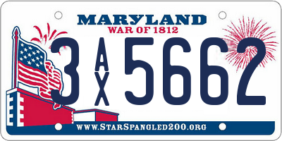 MD license plate 3AX5662
