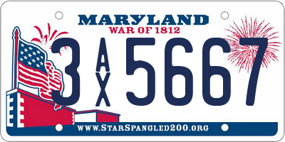 MD license plate 3AX5667