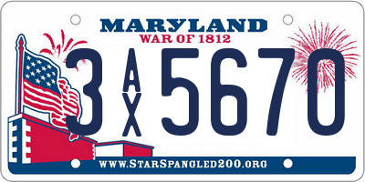 MD license plate 3AX5670