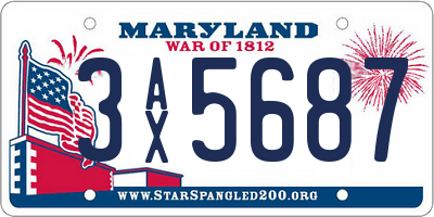MD license plate 3AX5687