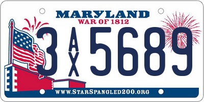 MD license plate 3AX5689