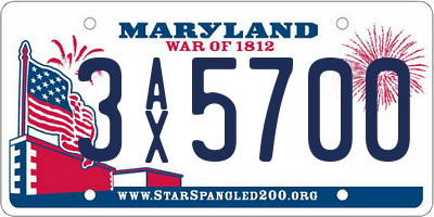MD license plate 3AX5700