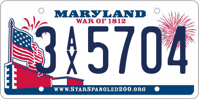 MD license plate 3AX5704