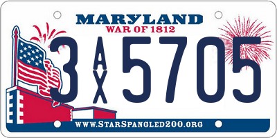 MD license plate 3AX5705