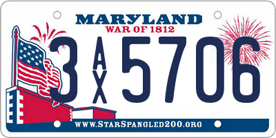 MD license plate 3AX5706