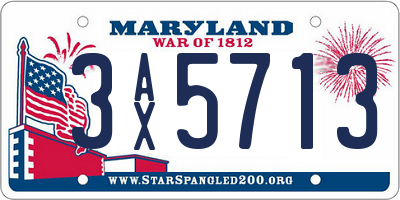 MD license plate 3AX5713
