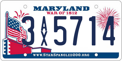 MD license plate 3AX5714