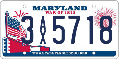 MD license plate 3AX5718