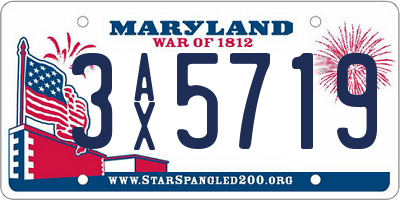 MD license plate 3AX5719