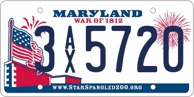 MD license plate 3AX5720