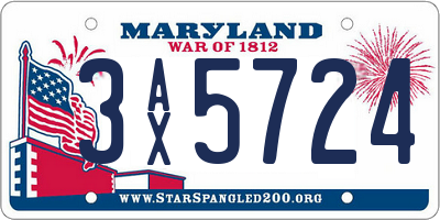 MD license plate 3AX5724