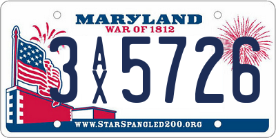 MD license plate 3AX5726