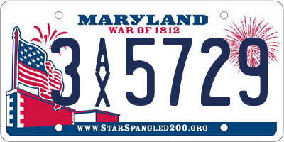 MD license plate 3AX5729