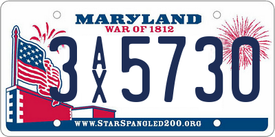 MD license plate 3AX5730