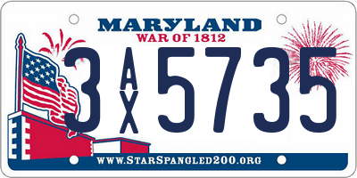 MD license plate 3AX5735