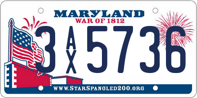 MD license plate 3AX5736