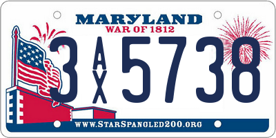 MD license plate 3AX5738