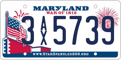 MD license plate 3AX5739