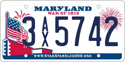 MD license plate 3AX5742