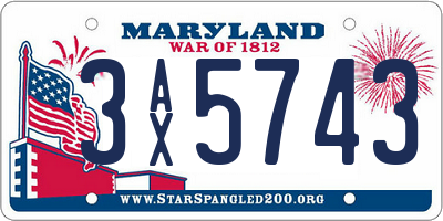 MD license plate 3AX5743
