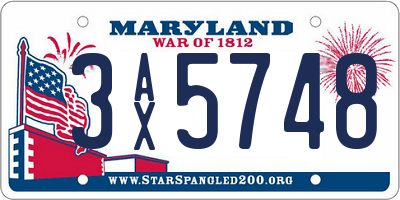 MD license plate 3AX5748