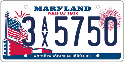 MD license plate 3AX5750