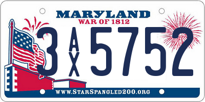 MD license plate 3AX5752