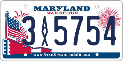 MD license plate 3AX5754