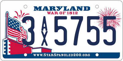 MD license plate 3AX5755