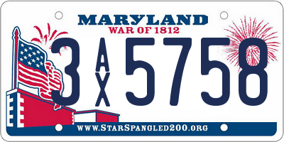 MD license plate 3AX5758