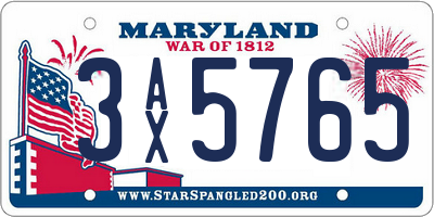 MD license plate 3AX5765