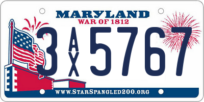 MD license plate 3AX5767