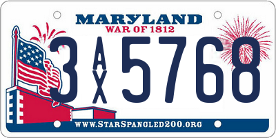 MD license plate 3AX5768