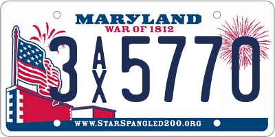 MD license plate 3AX5770