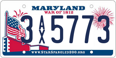 MD license plate 3AX5773