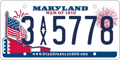 MD license plate 3AX5778